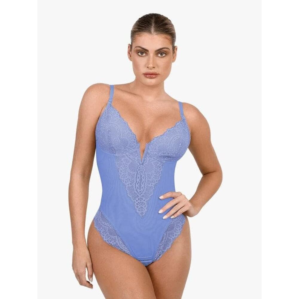 NWT Popilush periwinkle shaping bodysuit with underwire and lace sz M